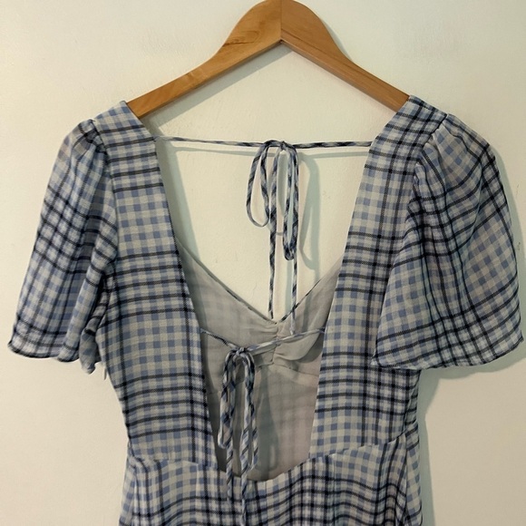 Urban Outfitters Gingham Spring Shower Chiffon Tie-Back Mini Dress - Picture 13 of 13